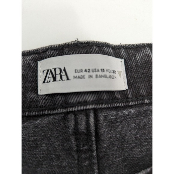 Zara Women’s SZ 10 Mid Rise Frayed Black Denim Shorts Boho Cotton Cut Off - Picture 3 of 8